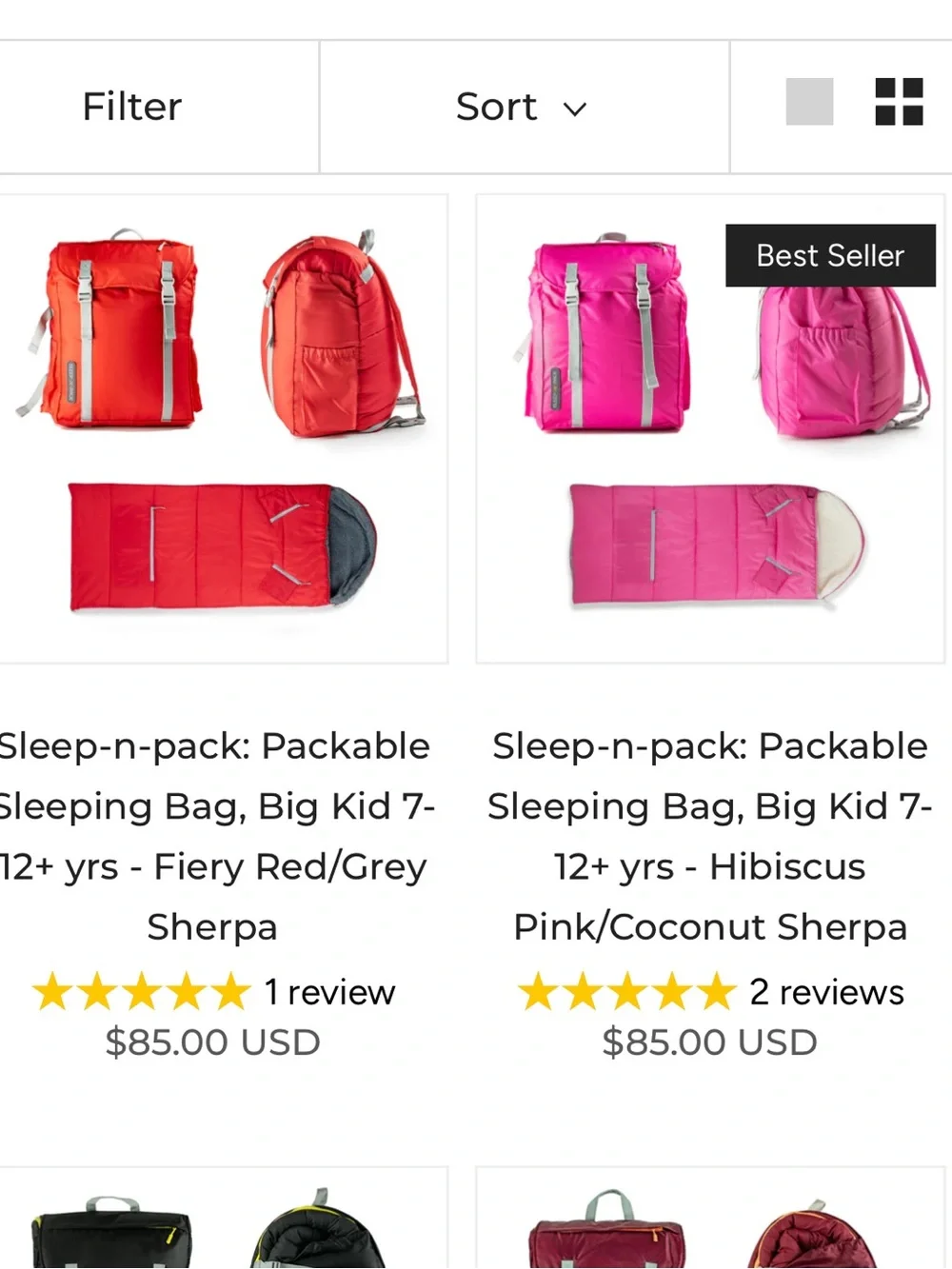 Kids Sleeping Bag & Backpack - Fiery Red / Sherpa Interior by Mimish